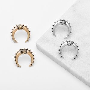 Fashion Metal Horn Pieced Earring--Golden/Silver